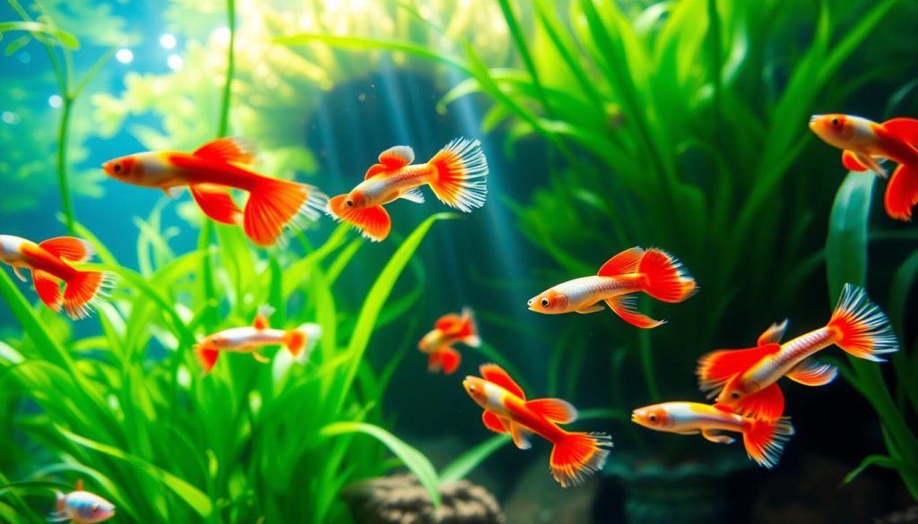 albino guppies