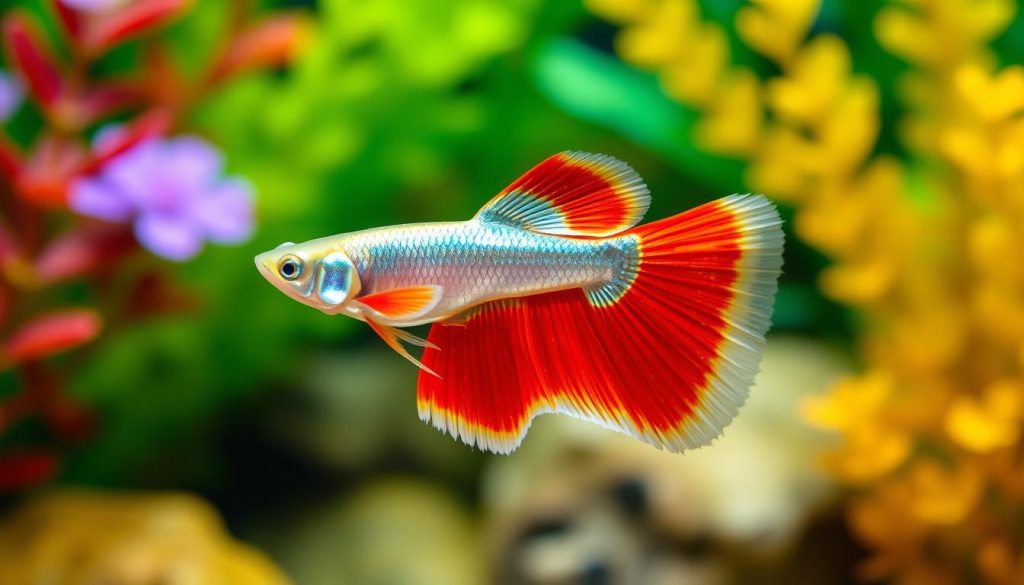 platinum red tail dumbo ear guppy