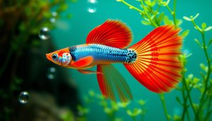 Brazilian Fan Tail Red Guppy