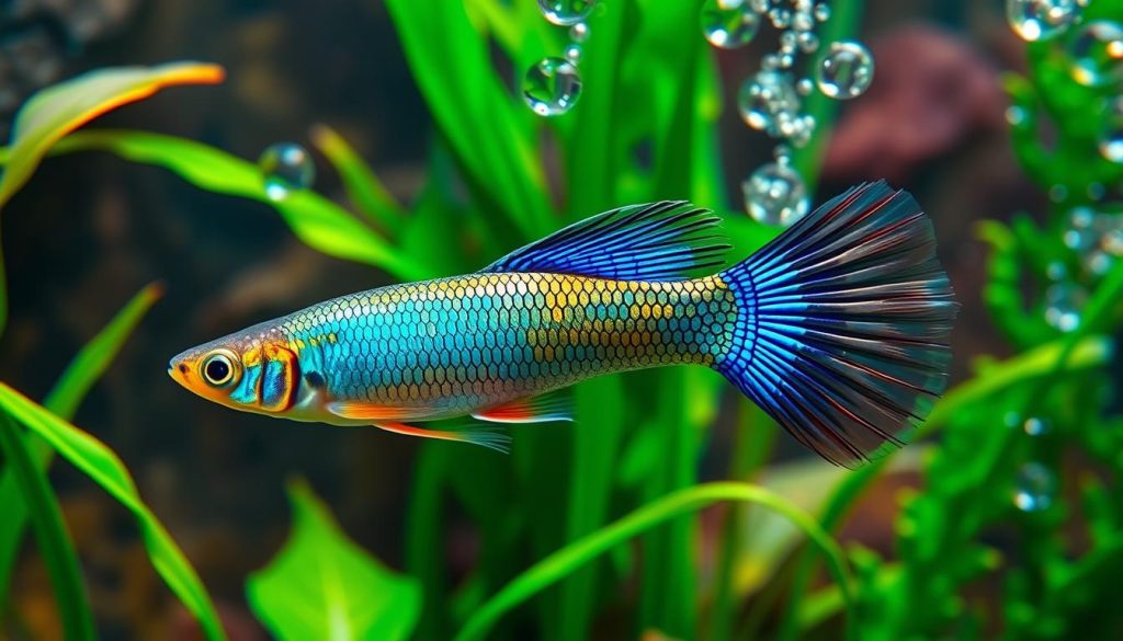 snakeskin blue tail guppy